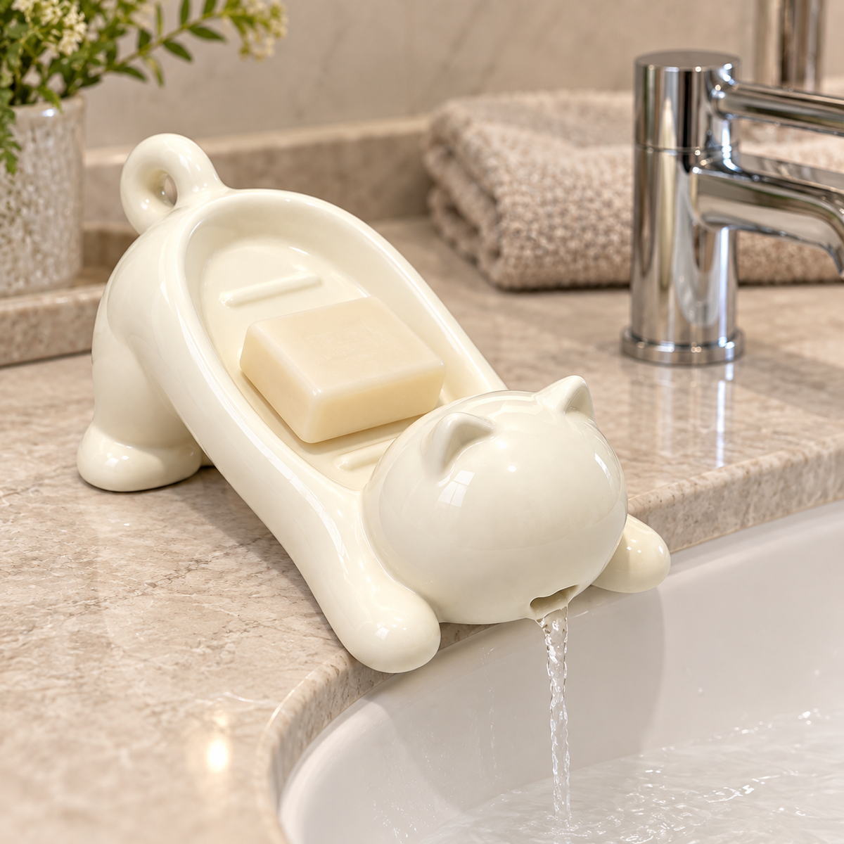 Cat-Shaped Draining Soap Dish