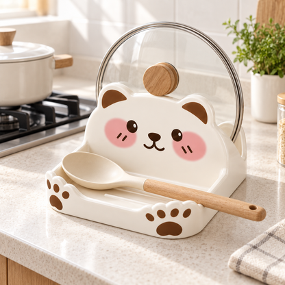 Bear-Shaped Kitchen Lid and Utensil Organizer