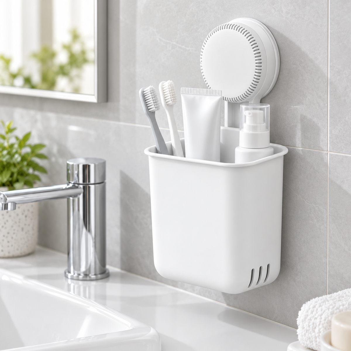 Suction-Mounted Wall Storage Organizer